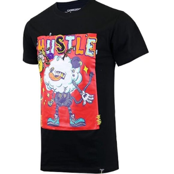 Screenshot Men's T-Shirt Size 3XL Black Hustle Animation Cartoon Design Crewneck - Picture 3 of 11
